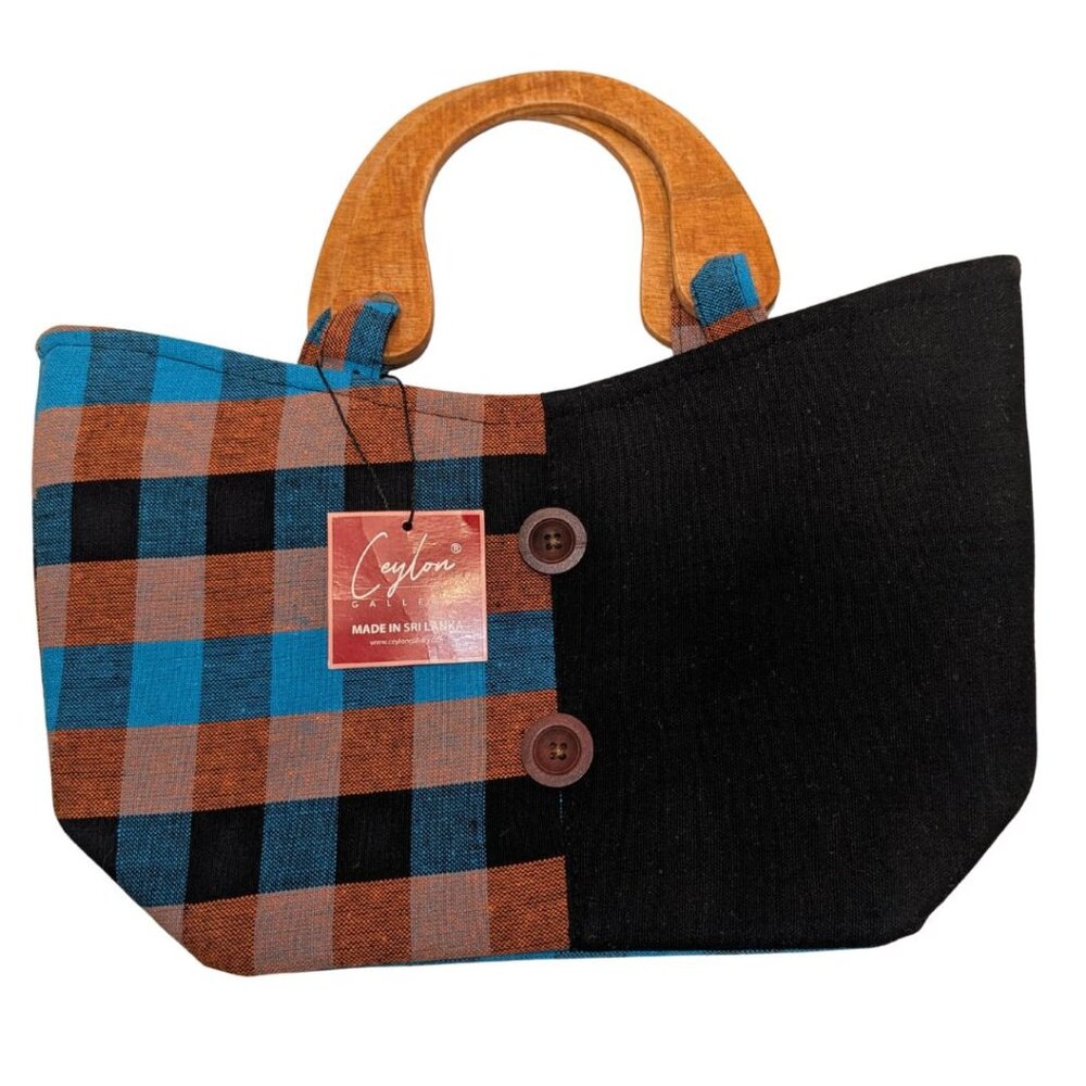 Ceylon Gallery Handcrafted Purse – Wood Handles & Button Detail